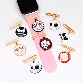 Забавный ремешок для часов со страшной гримасой, декоративная пряжка для Apple Watch, металлические подвески, аксессуары для силиконового ремешка для Iwatch