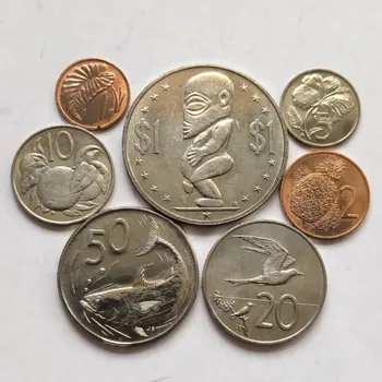 Британские острова Кука, полный набор из 7 монет, Королева Англии 1983, Версия большого диаметра, новый UNC Изображение 2