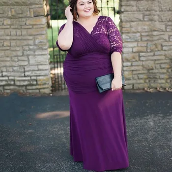 Фиолетовое Кружевное платье для матери Невесты размера Плюс, платье для матери Жениха, свадебная вечеринка, вечерние платья для выпускного вечера, длина до пола