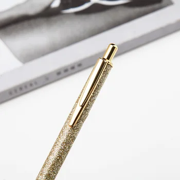 100 шт./лот, распродажа, креативная модная шариковая ручка, Рекламная Металлическая Блестящая ручка с пайетками, Прыгающая ручка для подарка Изображение 2