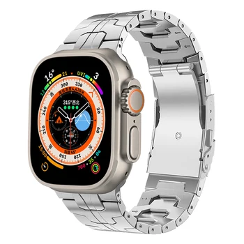 Для Apple Watch Ultra 49mm Band Link Браслет Из Титанового Металла Ремешок Для iWatch Серии 1-8 SE 45 мм 44 мм 42 мм 41 мм 40 мм 38 Ремешок Для Часов