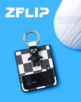 Чехол Cure Bear для Galaxy Samsung ZFlip4 5G Креативный Складной Жесткий Мягкий чехол для Samsung Z Flip 4 SM-721U1 с Кольцом