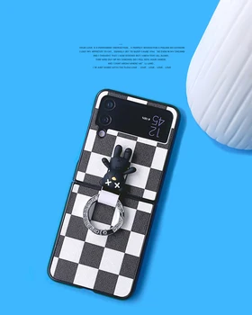 Чехол Cure Bear для Galaxy Samsung ZFlip4 5G Креативный Складной Жесткий Мягкий чехол для Samsung Z Flip 4 SM-721U1 с Кольцом Изображение 2