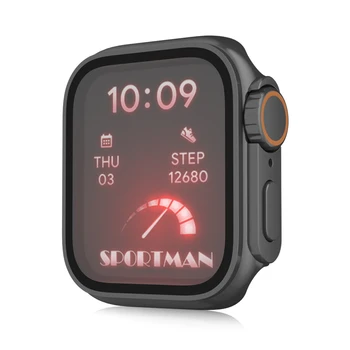 Защитная крышка экрана для Apple Watch Case 45 мм 44 мм Series 8 7 PC Watch Cases + Закаленное стекло Сменить На Аксессуары Ultra Style Изображение 2