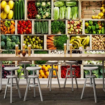 Изготовленная на заказ 3D настенная роспись, фотообои с овощами и фруктами, Декор стен в супермаркете, современный экологичный рисунок Изображение 2