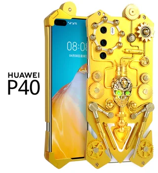 Оригинальный Zimon Роскошный Бронированный металлический алюминиевый чехол для телефона Huawei P40 Pro Чехол Механическая передача Череп ручной работы Чехол для телефона