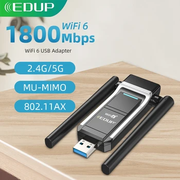 EDUP WiFi6 USB Адаптер Двухдиапазонный AX1800 MU-MIMO Soft AP WiFi Адаптер Беспроводной WiFi Ключ 802.11AX Сетевая карта Для Windows10/11