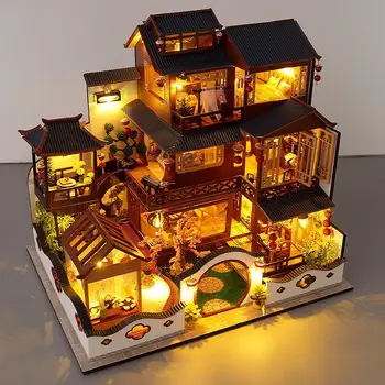 Новый кукольный дом, деревянная мебель, миниатюрный дом, сделай сам, собери 3D миниатюры, наборы головоломок для кукольного домика, игрушки для детей, подарок на день рождения