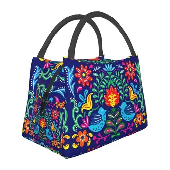 Красивая Мексиканская Цветочная Художественная Изолированная сумка для ланча для рабочего офиса, Мексика, Сменный кулер, Термальный ланч-бокс для женщин