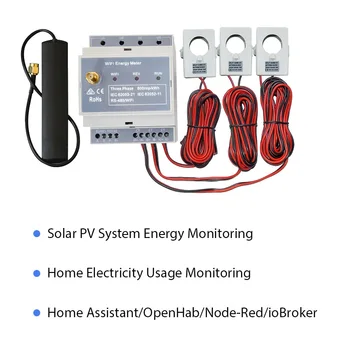 Двунаправленный, 250A, Мониторинг солнечной фотоэлектрической энергии, мониторинг домашней мощности, разделение фазы, чистый замер, 3-фазный счетчик энергии WiFi, modbus tcp/RTU