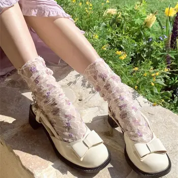 Женские тонкие кружевные носки принцессы в стиле 