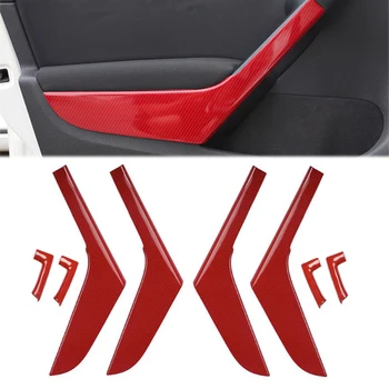Красная Накладка на внутреннюю дверную панель из Углеродного волокна, Декоративная накладка На Дверную ручку Volkswagen VW Golf 6 GTI MK6 2009-2014