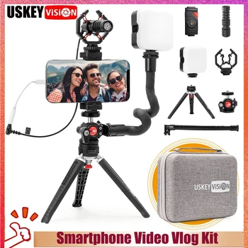 Профессиональная видеосъемка видеоблогов USKEYVISION с подсветкой микрофона для YouTube / Tiktok для iPhone 13 / Mini/ pro/ max и смартфонов