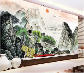 изготовленная на заказ фреска фотообои 3d Китайский горный пейзаж Восхода солнца картина фон домашний декор обои для стен 3d спальня