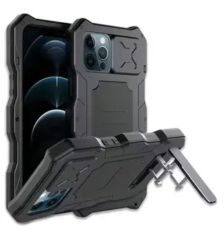 Прямая Поставка Металлический Алюминиевый Военный Бампер Armor KickstandCase для iPhone 12 Pro Max 12Pro, прочная бронированная крышка объектива камеры
