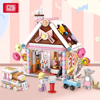 LOZ 1224 Архитектура Веселого Рождества, дом, дерево, Олень, 3D мини-блоки, кирпичи, строительная игрушка для детей Изображение 2