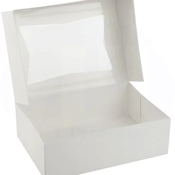 Роскошная экологичная изготовленная на заказ коробка из-под кондитерских изделий с прозрачным окном, коробка для выпечки торта на Рождество, День рождения, детскую вечеринку Изображение 2