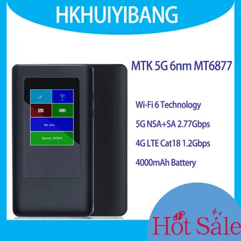 MTK 6nm MT6877 5G Sub 6 Высокоскоростная 2,77 Гбит/с Портативная точка доступа Wi-Fi WiFi 6 2 ГБ + 32 ГБ 4G LTE Cat18 1,2 Гбит/с 5G Мобильный маршрутизатор 4 * 4 MIMO