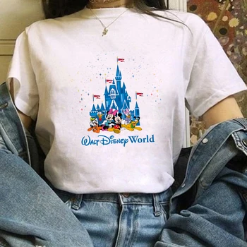 Женская футболка с Минни Микки, модный минималистичный универсальный модный популярный Эстетичный Высококачественный топ для девочек, Свободная популярная футболка Disney Изображение 2