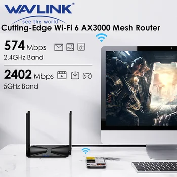 Wavlink Wi-Fi 6 AX3000 двухдиапазонный сетчатый беспроводной маршрутизатор Внешний сетевой усилитель сигнала Антенна-ретранслятор Поддержка 160 МГц и IPv6