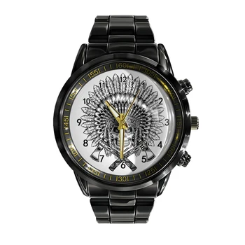 Новые мужские часы Трендовый модный цвет Черно-белые часы с черепом Повседневные деловые кварцевые наручные часы Изображение 2
