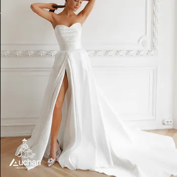 Auchan Lisa Белое вечернее платье для выпускного вечера без бретелек длиной до пола без рукавов, Летние элегантные свадебные платья для женщин 2023