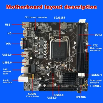 Настольная материнская плата B75 + процессор G540 + Кабель SATA + Кабель переключения + Перегородка LGA1155 DDR3 Черный Для процессора Pentium Celeron серии I3 I5 I7 Изображение 2