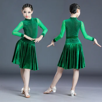 Детская одежда для латиноамериканских танцев для девочек, Нейлоновый костюм для соревнований по латиноамериканским танцам, Детские платья для бальных танцев Сальса Чача SL5830
