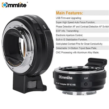 Адаптер для объектива Commlite CM-EF-E HS с быстрой автоматической фокусировкой для объектива Canon EF/EF-S к камере Sony E-Mount A9 A7RIII A7 A6000 A6300 A6500