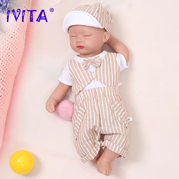 IVITA WB1509 38 см 1,8 кг Мальчик с закрытыми глазами Высококачественная силиконовая кукла-Реборн для всего тела, реалистичные живые игрушки для Рождественского подарка
