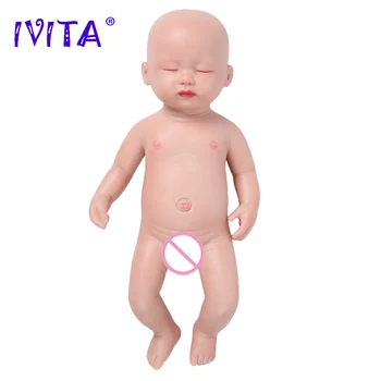 IVITA WB1509 38 см 1,8 кг Мальчик с закрытыми глазами Высококачественная силиконовая кукла-Реборн для всего тела, реалистичные живые игрушки для Рождественского подарка Изображение 2
