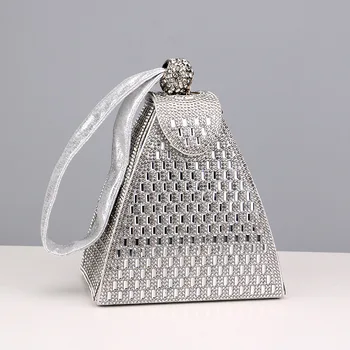 Роскошная Женская Вечерняя Сумочка Модная Треугольная Свадебная сумка Для Новобрачных 2023, Роскошные Дизайнерские сумки для Вечеринок, Клатчи Изображение 2