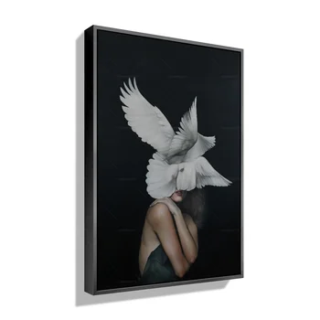 Forbeauty White Bird Woman, печать распылением, холст, живопись, Водонепроницаемые и блочные Настенные картины Маслом, Плакат для декора комнаты Изображение 2