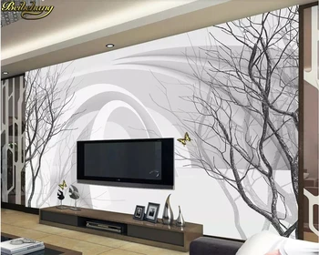 beibehang Пользовательские фотообои фреска современные минималистичные абстрактные деревья 3D космическая фреска ТВ фон настенная бумага de parede Изображение 2
