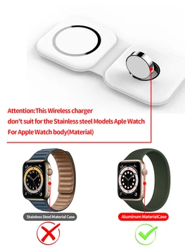 50шт 2 в 1 Mag Магнитное Безопасное Беспроводное Зарядное устройство Duo для iPhone 12 Pro Max mini 15 Вт Qi Быстрое Зарядное устройство для Apple Watch iWatch AirPods Изображение 2