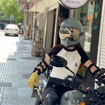 Японская технология, легкий мотоциклетный шлем из стекловолокна, Винтажный Защитный шлем для скоростного спуска по мотокроссу, Moto Casco Изображение 2