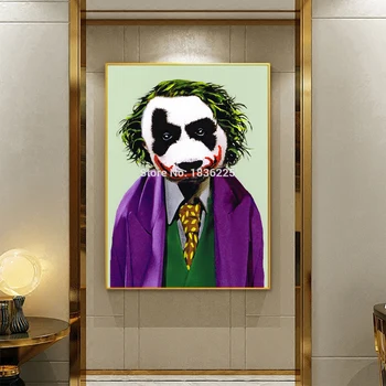 Ручная роспись Смешного вампира Маслом для домашнего декора на Хэллоуин, Абстрактный портрет клоуна-Панды, современная живопись на холсте Изображение 2