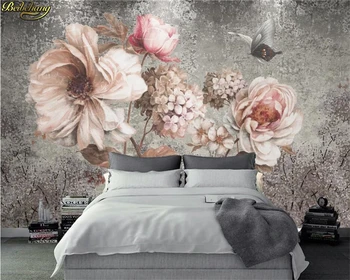 beibehang papel de parede, 3d обои на заказ, современная свежая ручная роспись, цветочный сад, гостиная, ТВ-фон, стена Изображение 2