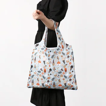 Многоцветная водонепроницаемая сумка для покупок, Складная сумка для овощей, Большая вместимость, складная сумка, подарочная сумка из полиэстера, Горячая Изображение 2