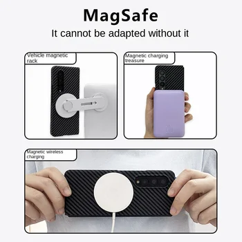 Для Samsung Galaxy Z Fold 5 Чехол MagSafe с Текстурой из Углеродного волокна, Магнитный Чехол для зарядки Galaxy Z Fold5/Fold4/3, Чехол capa Изображение 2
