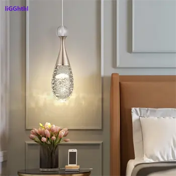 Современная светодиодная подвесная лампа в виде медузы, хрустальные подвесные потолочные светильники с пузырьками, Европейская хрустальная люстра для спальни.