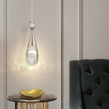 Современная светодиодная подвесная лампа в виде медузы, хрустальные подвесные потолочные светильники с пузырьками, Европейская хрустальная люстра для спальни. Изображение 2