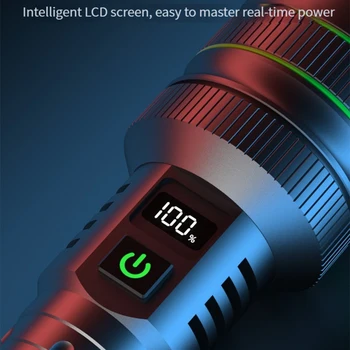 Сверхдальний тактический фонарь, мощный светодиодный фонарик, USB-Аккумуляторная лампа с сильным освещением, Уличный портативный фонарь, водонепроницаемый Изображение 2