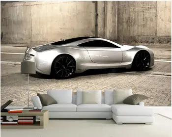 пользовательские фотообои 3D обои Современные серебристые динамичные крутые спортивные автомобильные обои для стен в рулонах домашний декор спальня