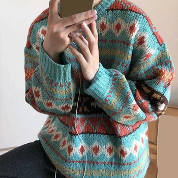 Модный Свитер Sprin с круглым вырезом, теплый вязаный свитер Sprin Vintae с круглым вырезом