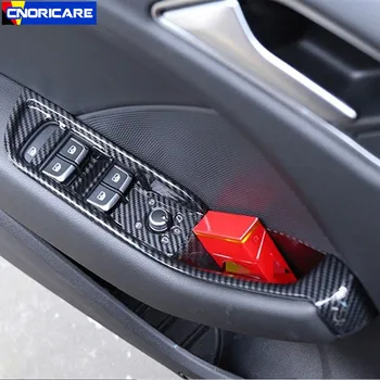 Углеродное Волокно Цветное Автомобильное Оконное Стекло Подъемная Рамка Декоративная Наклейка Для Audi A3 8V 2014-18 LHD ABS Наклейки На Подлокотник Автоматической Двери