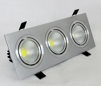 Бесплатная Доставка Супер яркий квадратный светильник с регулируемой яркостью 3x10 Вт с тремя головками COB Алюминиевый встраиваемый светодиодный потолочный светильник с подсветкой с драйвером Изображение 2