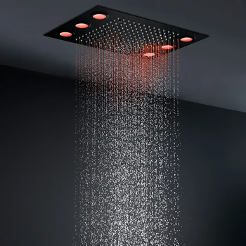 360 X 500 мм потолочная встраиваемая дождевая насадка для душа из нержавеющей стали 304, матово-черные аксессуары для душа в ванной комнате