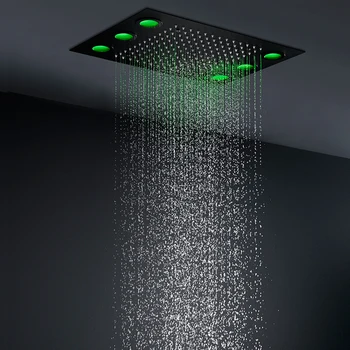 360 X 500 мм потолочная встраиваемая дождевая насадка для душа из нержавеющей стали 304, матово-черные аксессуары для душа в ванной комнате Изображение 2