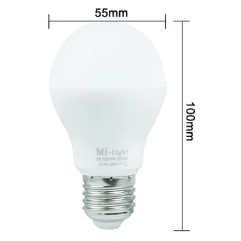 BSOD Milight Светодиодная Лампа RF2.4G Беспроводная E27 6 Вт Wifi Лампа AC86-265V 400-450LM RGBW Холодный белый/RGB Теплый белый Светильник Светодиодное Освещение Изображение 2